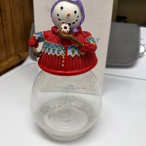Princess House Snowman candy dish 9” with box